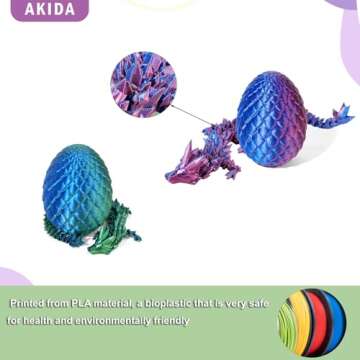AKIDA 2 Packs Dragon Eggs with Dragon Inside, Dragon Egg Fidget Toy, 3D Dragon Eggs with Dragon Inside, Mystery Dragon Egg, 3D Printed Dragon Egg, Stocking Easter Basket Stuffers (Purple and Blue)