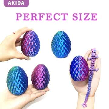 AKIDA 2 Packs Dragon Eggs with Dragon Inside, Dragon Egg Fidget Toy, 3D Dragon Eggs with Dragon Inside, Mystery Dragon Egg, 3D Printed Dragon Egg, Stocking Easter Basket Stuffers (Purple and Blue)