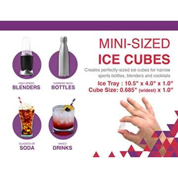 Arrow Small Ice Cube Trays for Freezer, Ice Coffee and Blenders, 3 Pack, 60 Mini Cubes Per Tray, 180 Total, Made in the USA, BPA Free Plastic, Ideal, Blue