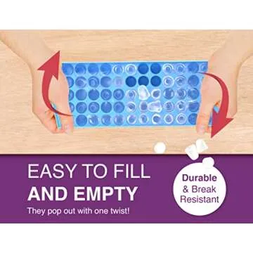 Arrow Small Ice Cube Trays for Freezer, Ice Coffee and Blenders, 3 Pack, 60 Mini Cubes Per Tray, 180 Total, Made in the USA, BPA Free Plastic, Ideal, Blue