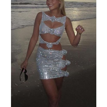 Y2K Floral Mesh Crop Top & Mini Skirt Set Summer Beach Wear