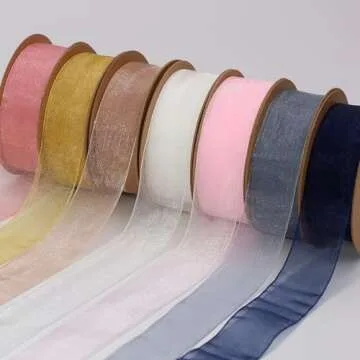 LaRibbons Sheer Organza Dark Rose Ribbon for Flower Bouquet, Gift Wrapping, Bridal Shower, Wedding Party Decoration, Craft, 1 Inch, 25Yard