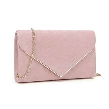 CHARMING TAILOR Faux Suede Clutch Bag Elegant Metal Binding Evening Purse for Wedding/Prom/Black-Tie...