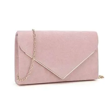 CHARMING TAILOR Faux Suede Clutch Bag Elegant Metal Binding Evening Purse for Wedding/Prom/Black-Tie...