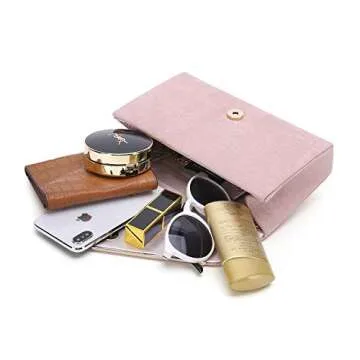 CHARMING TAILOR Faux Suede Clutch Bag Elegant Metal Binding Evening Purse for Wedding/Prom/Black-Tie Events (Pink)