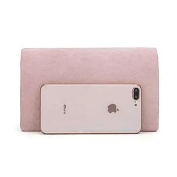 CHARMING TAILOR Faux Suede Clutch Bag Elegant Metal Binding Evening Purse for Wedding/Prom/Black-Tie Events (Pink)