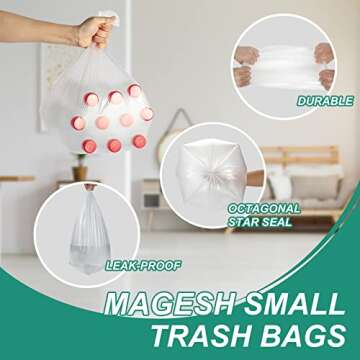 Magesh 4 Gallon Trash Bag Strong, Leakage-Free, Small Garbage Bags Unscented Thick for Bathroom, Off...