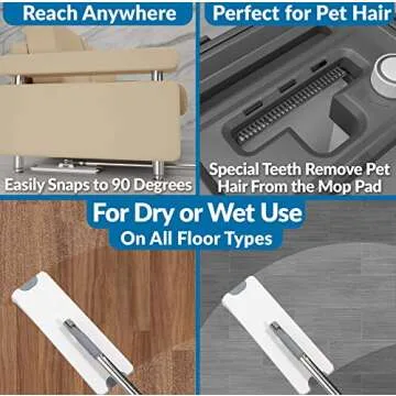 X3 Mop, Separates Dirty and Clean Water, 3-Chamber Design, Flat Mop and Bucket Set, Hands Free Home Floor Cleaning, 3 Reusable Microfiber Mop Pads Included