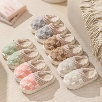 iwhgrmp Checkerboard Slippers for Cozy Winter Comfort