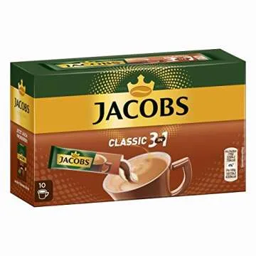 Jacobs 3in1 Classic Instant Coffee Sticks, 10 Single Servings (Pack of 1)