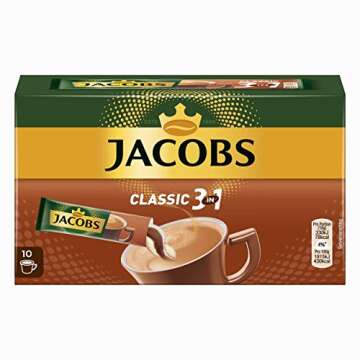 Jacobs 3in1 Classic Instant Coffee Sticks, 10 Single Servings (Pack of 1)