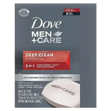 Dove Men+Care Men's Bar Soap Deep Clean 8 Bars More Moisturizing Than Bar Soap Effectively Washes Away Bacteria, Nourishes Your Skin 3.75 oz