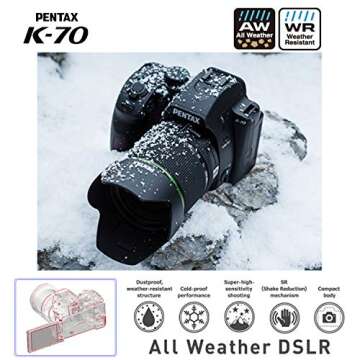 Pentax K-70 Weather-Sealed DSLR Camera, Body Only (Black)