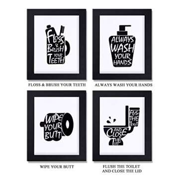Funny Art Prints with Frames for Bathroom Decor