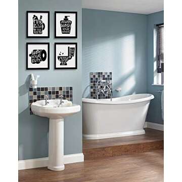 Funny Art Prints with Frames for Bathroom Decor