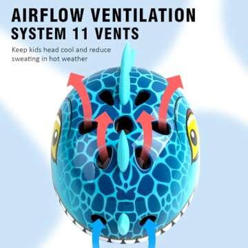 Kids Dinosaur Bike Helmet, Adjustable & Safe for Toddlers