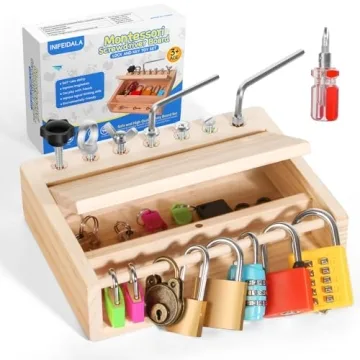 INIFEIDALA Montessori Toys for 3 4 5 Year Old, Montessori Screwdriver Board Set - Lock and Key Toy, ...