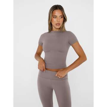 Trendy Queen Lounge Sets For Women 2 Piece Casual Y2K Outfits Short Sleeve Cropped Tops Fold Over Fl...