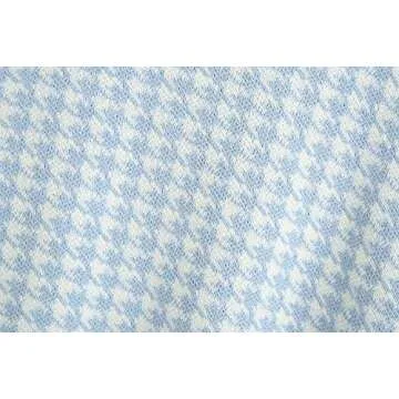 Sdencin Women Houndstooth Pattern Knit Sweater Vest Sleeveless Loose V-Neck 90s Waistcoat Pullover Knitwear Top Blue