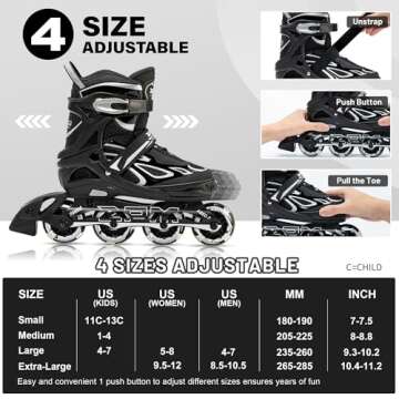 2PM SPORTS Girls Adjustable Flashing Inline Skates with Light Up Wheels