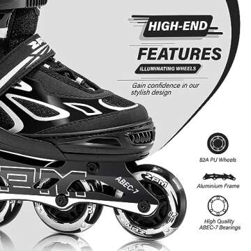 Adjustable Flashing Inline Skates for Kids and Adults