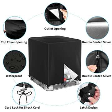 Zipper IBC Tote Cover Huapate 275 Gallon for 420D 1000L Outdoor Water Tank Protective Cover(Black)