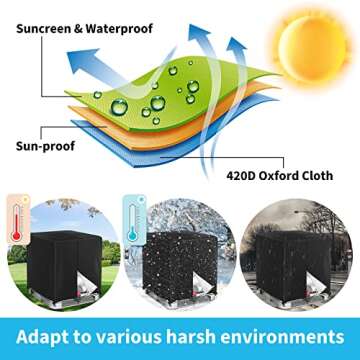 Zipper IBC Tote Cover Huapate 275 Gallon for 420D 1000L Outdoor Water Tank Protective Cover(Black)