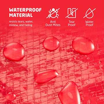 Zober Upright Christmas Tree Storage Bag - Fits 9 Ft Artificial Tree - Christmas Tree Bag W/Drawstring Hem, Zipper, and Carrying Handles - Plastic, Waterproof - Red