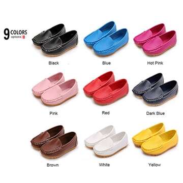 LONSOEN Toddler/Little Kid Boys Girls Soft Synthetic Leather Loafer Slip-On Boat-Dress Shoes/Sneakers,Black,SHF103 CN30