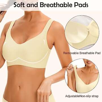 Seamless Bras for Women 2 Pack Padded Wireless Bra Low Impact Comfortable Bras for Women Push Up Wir...