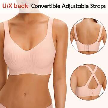 Seamless Bras for Women 2 Pack Padded Wireless Bra Low Impact Comfortable Bras for Women Push Up Wireless Bras for Women,Pink Champagne M