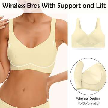 Seamless Bras for Women 2 Pack Padded Wireless Bra Low Impact Comfortable Bras for Women Push Up Wireless Bras for Women,Pink Champagne M