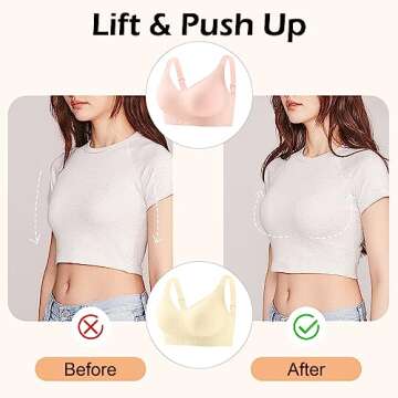 Seamless Bras for Women 2 Pack Padded Wireless Bra Low Impact Comfortable Bras for Women Push Up Wireless Bras for Women,Pink Champagne M