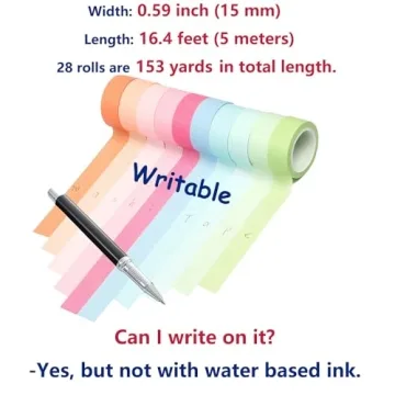 Vibrant YUKUNTANG Washi Tape Set - 28 Rolls for Crafts