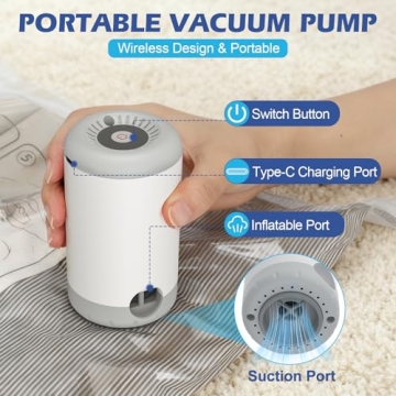 Fantictas Vacuum Storage Bags with Rechargeable Pump 18 Pack