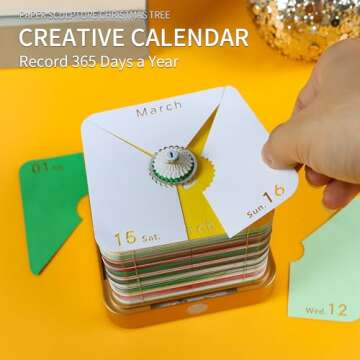 SIWEME Time Piece Calendar, 3D Art Calendar Memo Pad 2025 Creative Desk Calendar with Light,Christmas Tree Rip Away Paper Carving Memo Pad Art Notepad Decorative Gifts