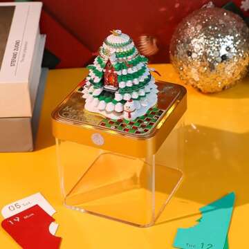 SIWEME Time Piece Calendar, 3D Art Calendar Memo Pad 2025 Creative Desk Calendar with Light,Christmas Tree Rip Away Paper Carving Memo Pad Art Notepad Decorative Gifts