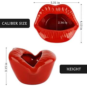 Loghot Creative Ceramic Cigarette Ashtrays with Lips Style Fashion Home Decorations (Light Red)