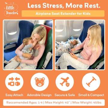 Little Traveler Toddler Airplane Bed & Seat Extender – Cozy & Easy Setup Airplane Bed for Kids, Ages 1-4