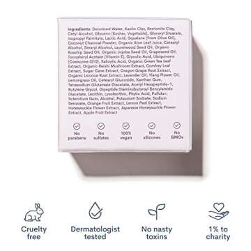 Detox Face Mask | Clean, 100% Vegan & Cruelty Free | Charcoal and Clay Mask for All Skin Types | Unclogs, Purifies | With Natural Ingredients | Prince Charcoal by Fleur & Bee (2 Fl Oz)