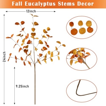 Bessol Artificial Eucalyptus Stems - 5pcs Fall Decor
