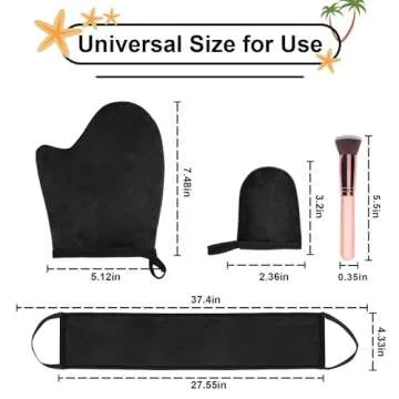 4 Pcs Self Tanner Mitt Applicator Kit - Self Tanning Mitt Glove,Self Tanner Back Applicator,Mini Face Tanner Mitt,Face Tanner Brush Soft Streak-Free Reusable & Washable for Women Girl Men (Black)