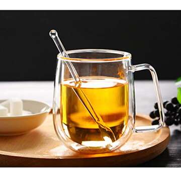 2pcs 13cm/5inch Clear Glass Coffee Mixing Spoon Glass Coffee Milk Tea Spoons Dessert Sugar Bar Cocktail Kitchen Stirring Cooking Spoon Accessories