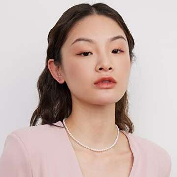 Aleasha 14-Inch Pearl Choker Necklace for Women - Dainty Strand Jewelry