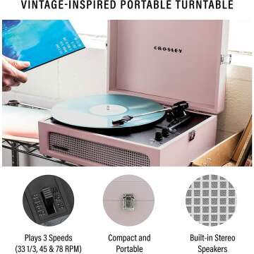 Crosley Voyager Portable Vinyl Record Player Amethyst