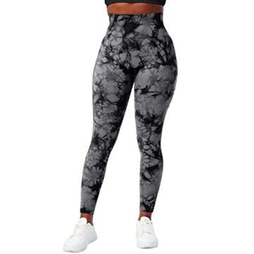 DREAMOON Women Scrunch Butt Lifting Tie Dye Seamless Leggings Tummy Control Booty High Waisted Gym W...