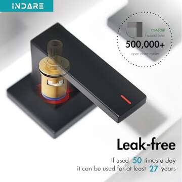 Indare Bathroom Faucets，Black Bathroom Faucet，4 Inch 8 Inch Widespread Bathroom Faucets for Sink 3 Hole Brass Matte Black with Bathroom Sink Drain