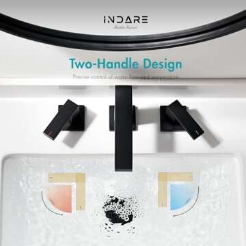 Indare Bathroom Faucets，Black Bathroom Faucet，4 Inch 8 Inch Widespread Bathroom Faucets for Sink 3 Hole Brass Matte Black with Bathroom Sink Drain