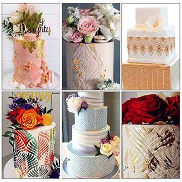 RAYNAG 3 Pcs Cake Decorating Stencils Mold Plastic Templates Spray Floral Cake Molds Cookie Fondant Dessert Decorating Molds Side Baking Mesh Stencil