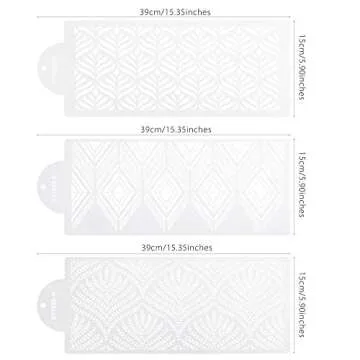 RAYNAG 3 Pcs Cake Decorating Stencils Mold Plastic Templates Spray Floral Cake Molds Cookie Fondant Dessert Decorating Molds Side Baking Mesh Stencil